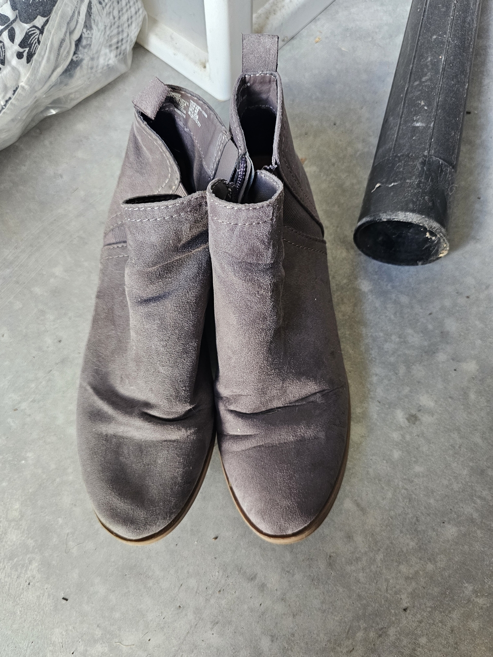 Time and Tru Gray Suede Ankle Booties